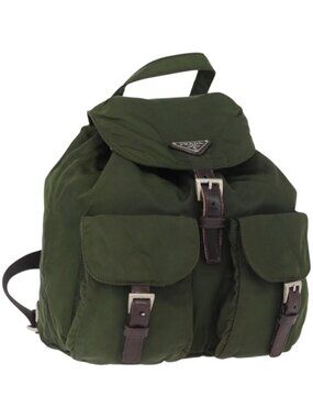 PRADA Backpack Nylon Khaki Silver